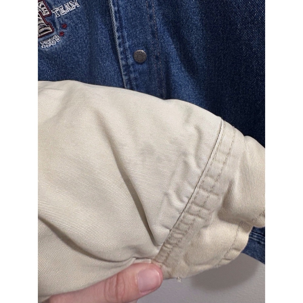 Vintage Disney Tigger Jacket Mens Medium M Denim Varsity Embroidered 90s - Picture 7 of 10